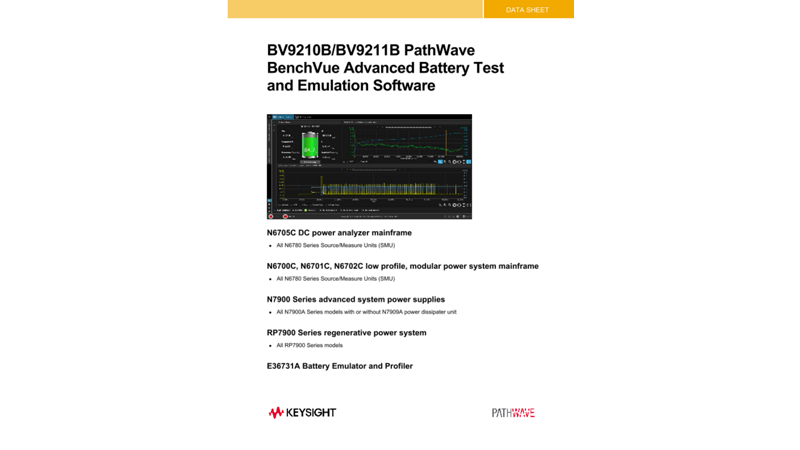 BV9210B PathWave BenchVue Advanced Battery Test and Emulation Software